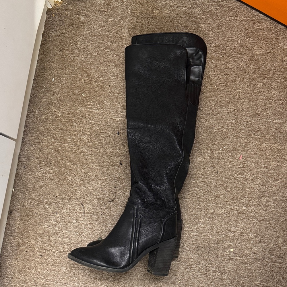 Vince Camuto Black Over-the-Knee Leather Boots